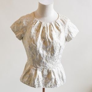 FOREVER 21 Essentials Ivory/Silver Elegant Dressy Top Blouse size small S